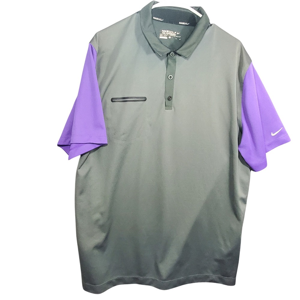 Nike Golf Tour Performance Dri-FIT Polo Shirt Grey Purple Mens XL 585820-025